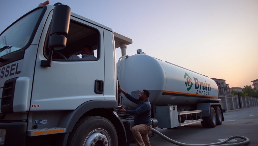 Home flux schnell a bruin energy tanker truck delivering diesel to 1